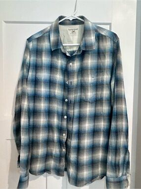 Horny Toad Blue and Gray Plaid Men's Button-Down Shirt